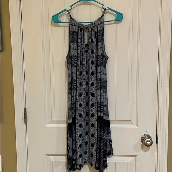 Chico's Blue and Black Patterned halter style Chico’s size 2 ( large ) Dress - Picture 3 of 7